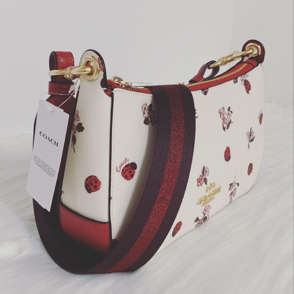 NWT💃Coach Jes Baguette Crossbody Bag With Ladybug Floral Print - Picture 6 of 12